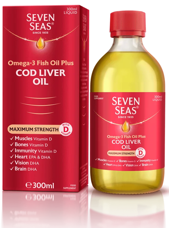 روغن كبد ماهي مدل ماكزيمم استرانگ بالاي 11 سال seven seas cod liver oil